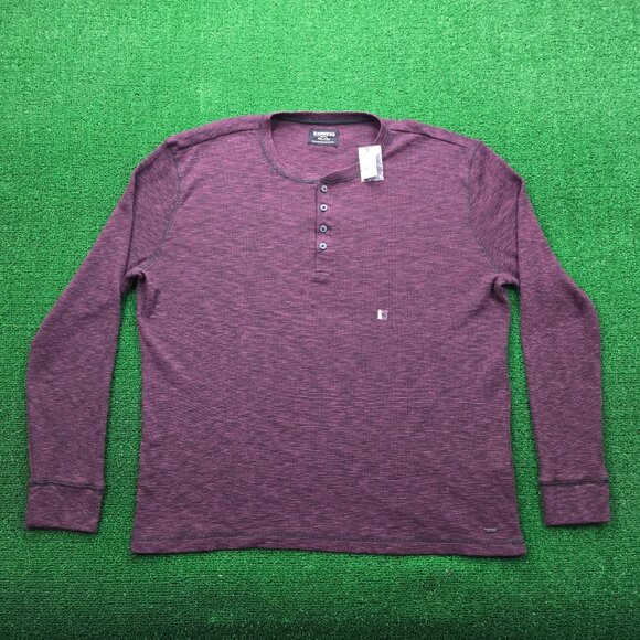 Express Henley Sweatshirt Mens 2XL Maroon Red Thermal Waffle Knit Pullover NWT - Picture 1 of 6